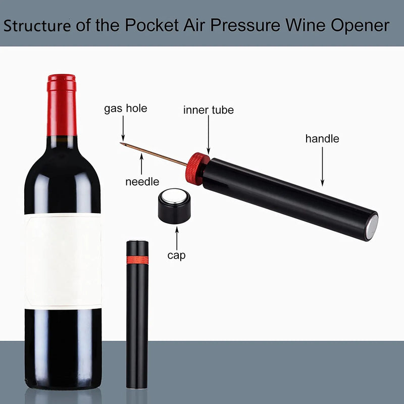 Abridor de vinho com bomba de pressão portátil