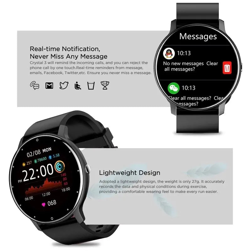 LIGE Smartwatch- Relógio esportivo inteligente unissex